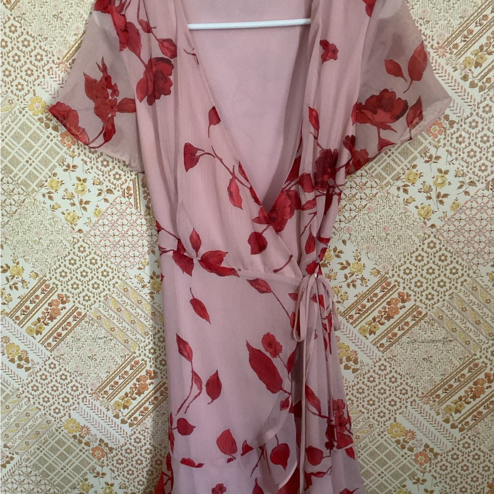 Floral Wrap Dress in Pink and Red